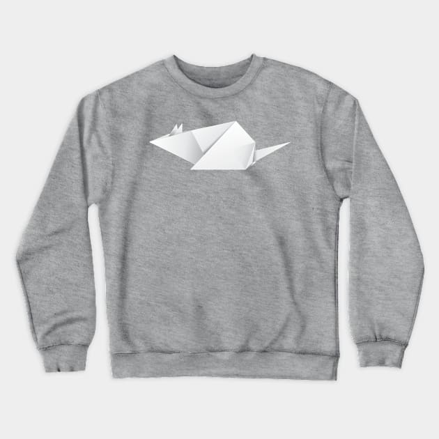 White paper origami rat Crewneck Sweatshirt by AnnArtshock